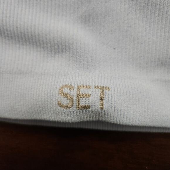 Set Active Ribbed Box Cut Square Neck Sports Bra Size Small - Picture 2 of 4